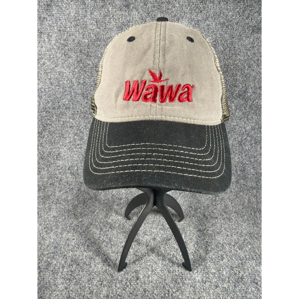 Wawa Logo Trucker Hat Tan Black Quake City Caps Mesh Snapback Gas Station Promo